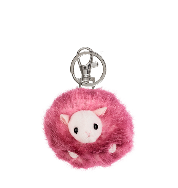 Pink Pygmy Puff Keyring