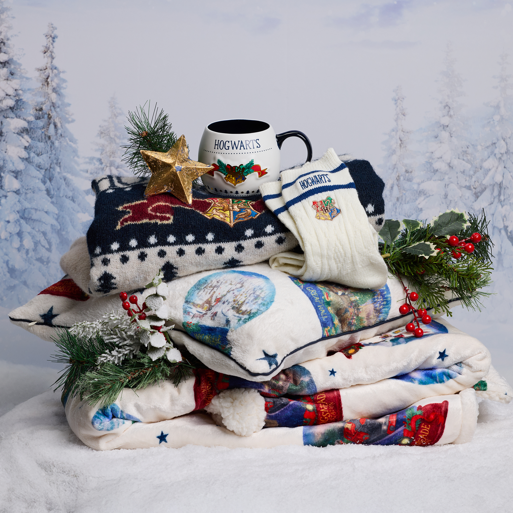 Hogwarts in the Snow Cushion Cover & Throw Blanket