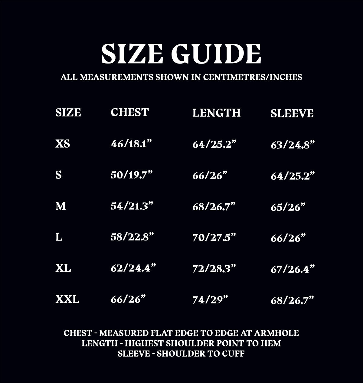 Quidditch Jumper Size Guide