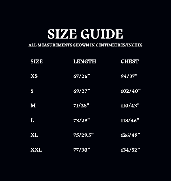 Ravenclaw Hoodie-Size Guide
