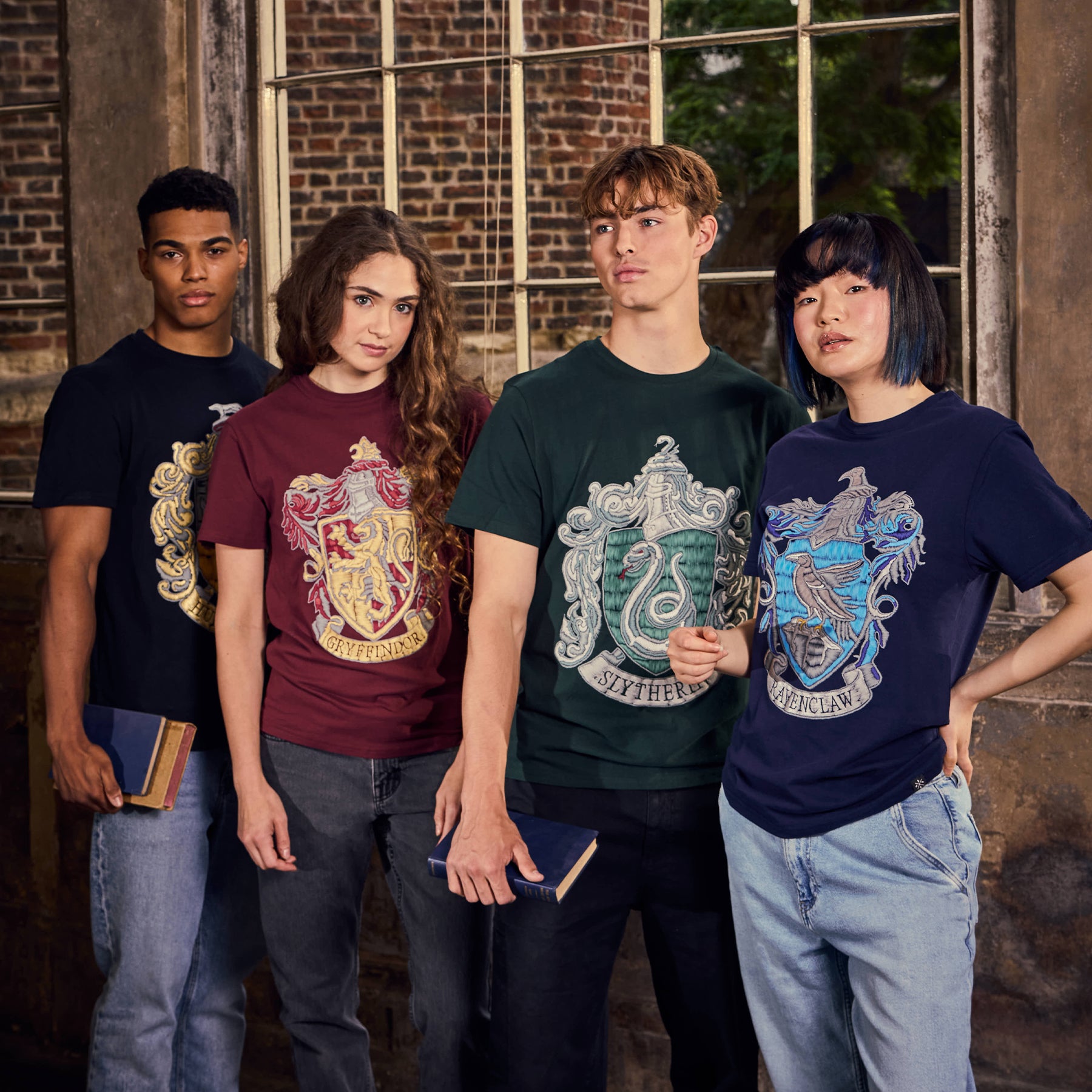 House Embroidery Print T-Shirt