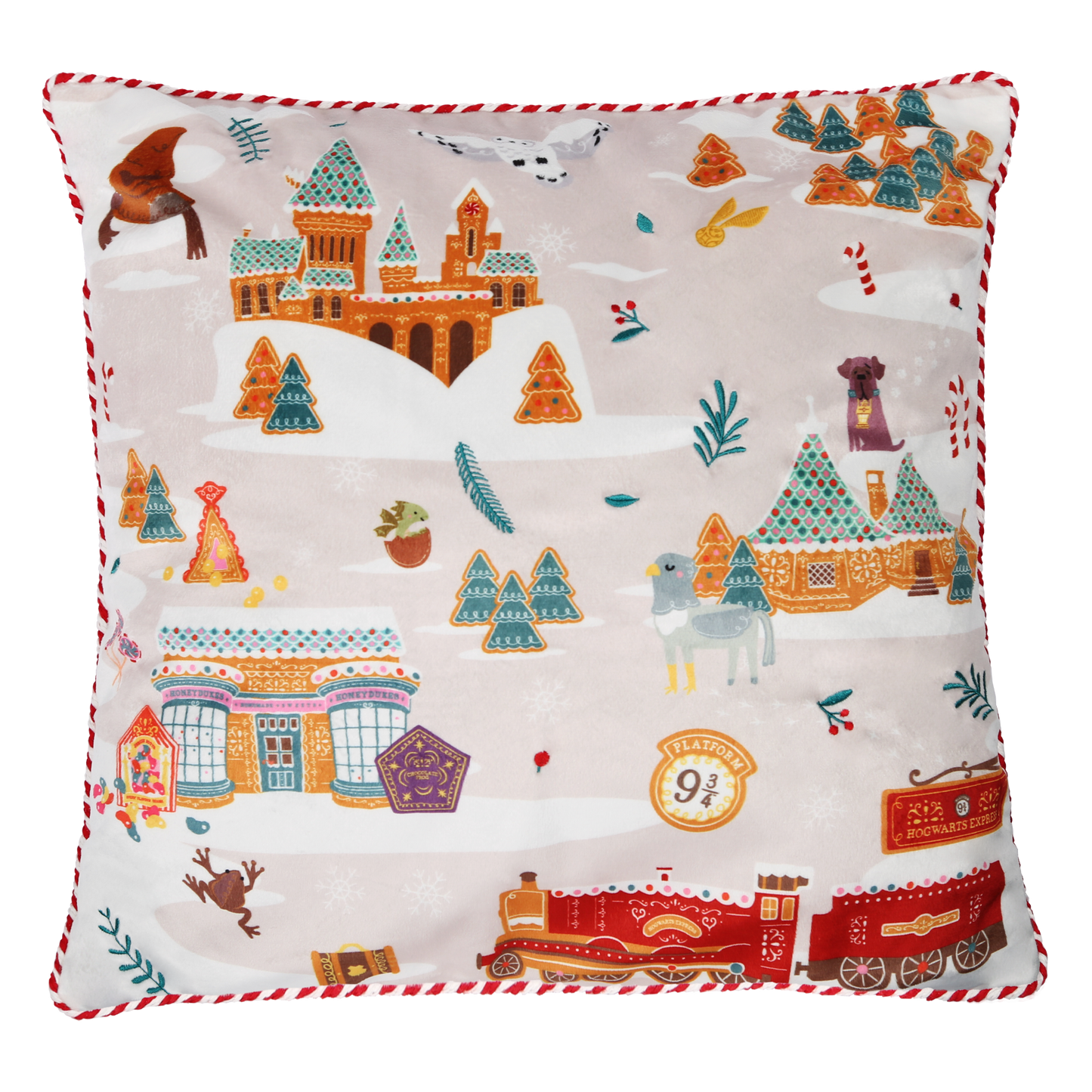 Scenic Hogwarts Christmas Cushion Cover