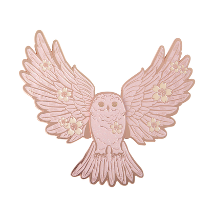 Sakura Owl Glitter Enamel Pin