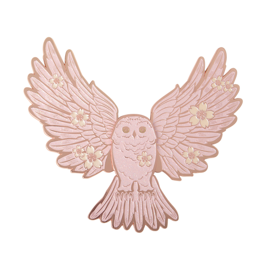 Sakura Owl Glitter Enamel Pin