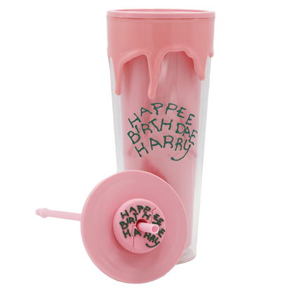 Happee Birthdae Cup & Straw