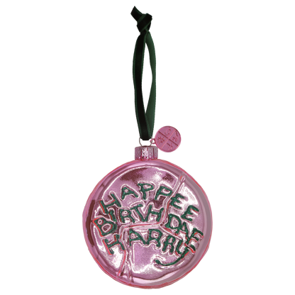 Happee Birthdae Glass Ornament