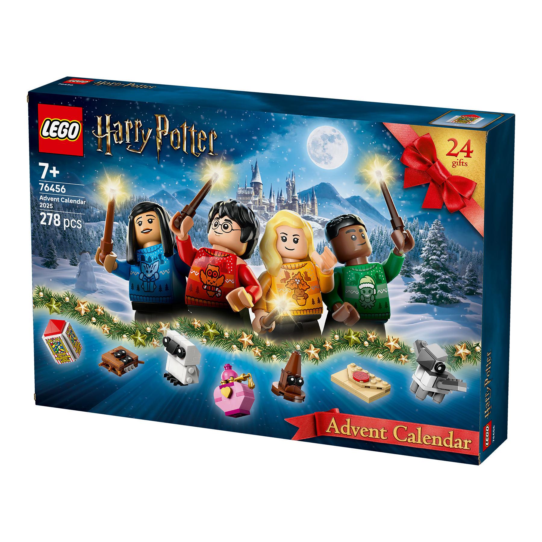 LEGO Harry Potter Advent Calendar packaging with characters and festive elements.