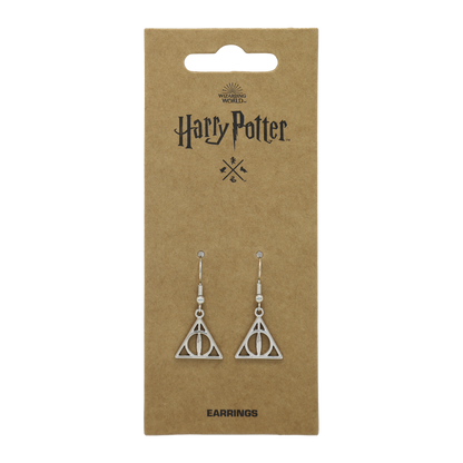 Harry Potter earrings on a branded brown card