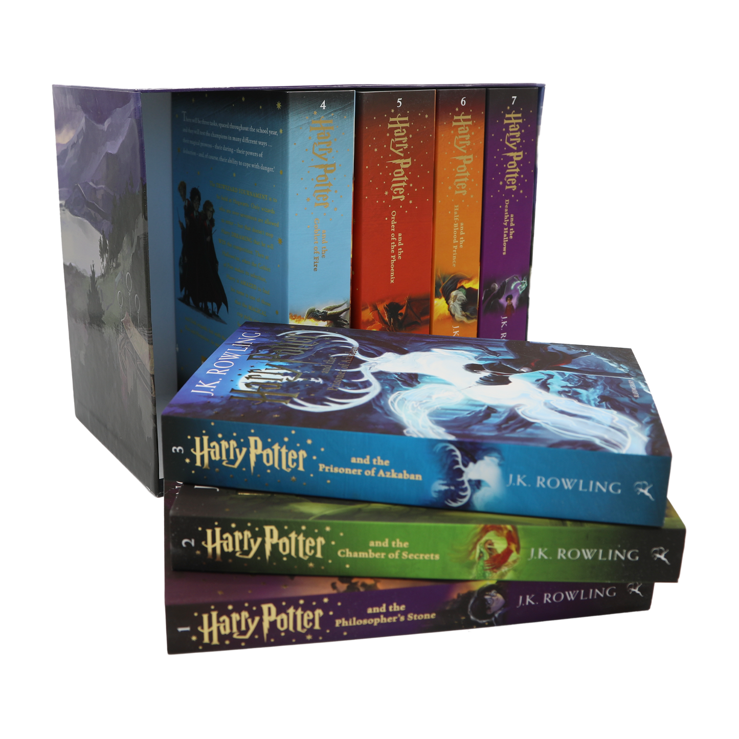 Collection of 'Harry Potter' books in a display box