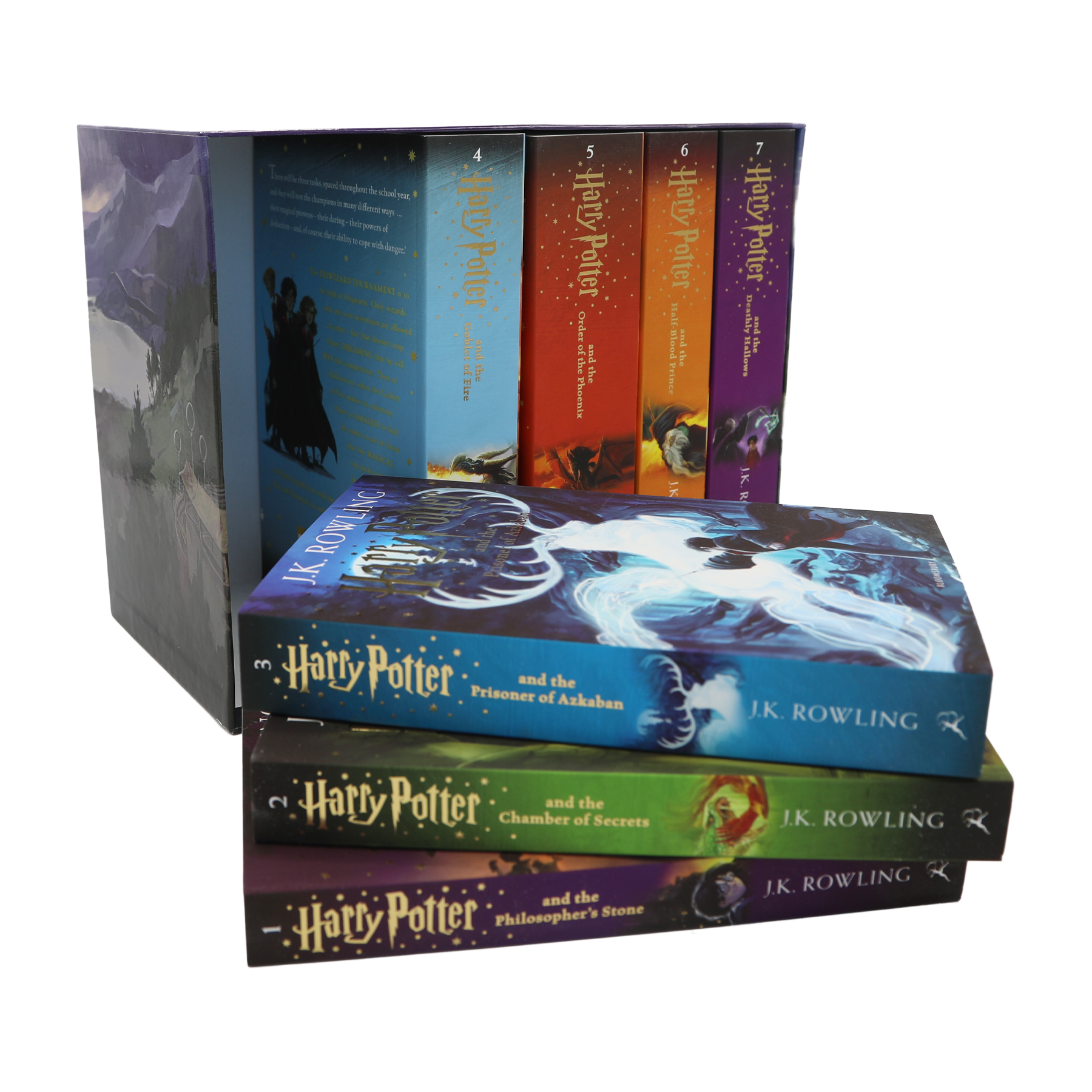 Collection of 'Harry Potter' books in a display box