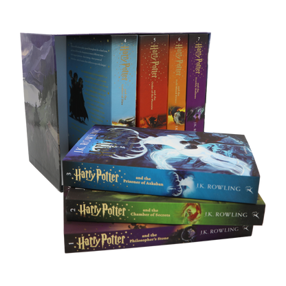 Collection of 'Harry Potter' books in a display box