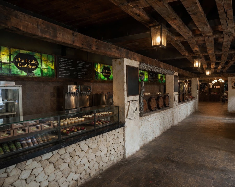 Concept artwork of The Leaky Cauldron pub dining area inside the Oxford Street flagship shop