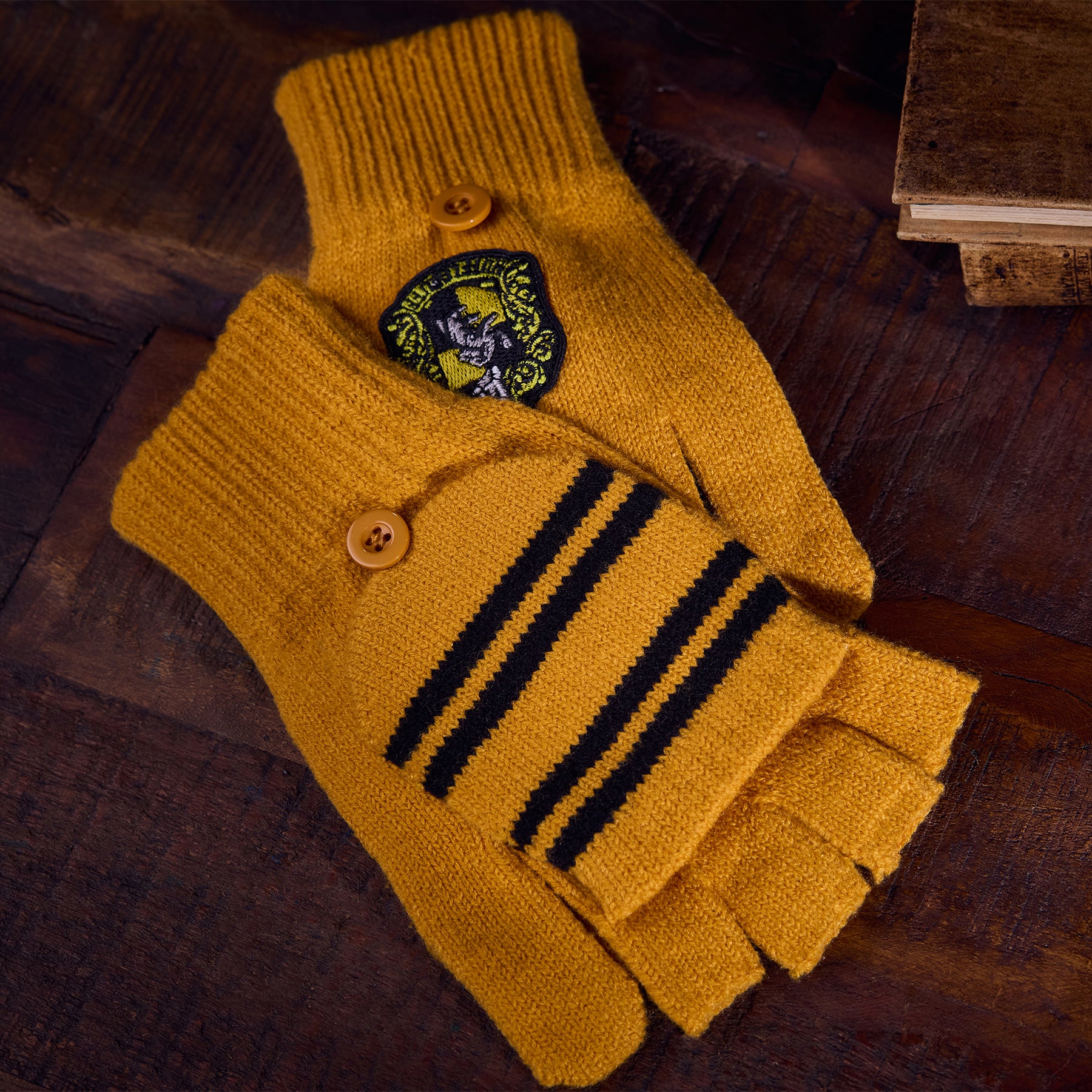 Hufflepuff Knitted Mitten Capped Gloves