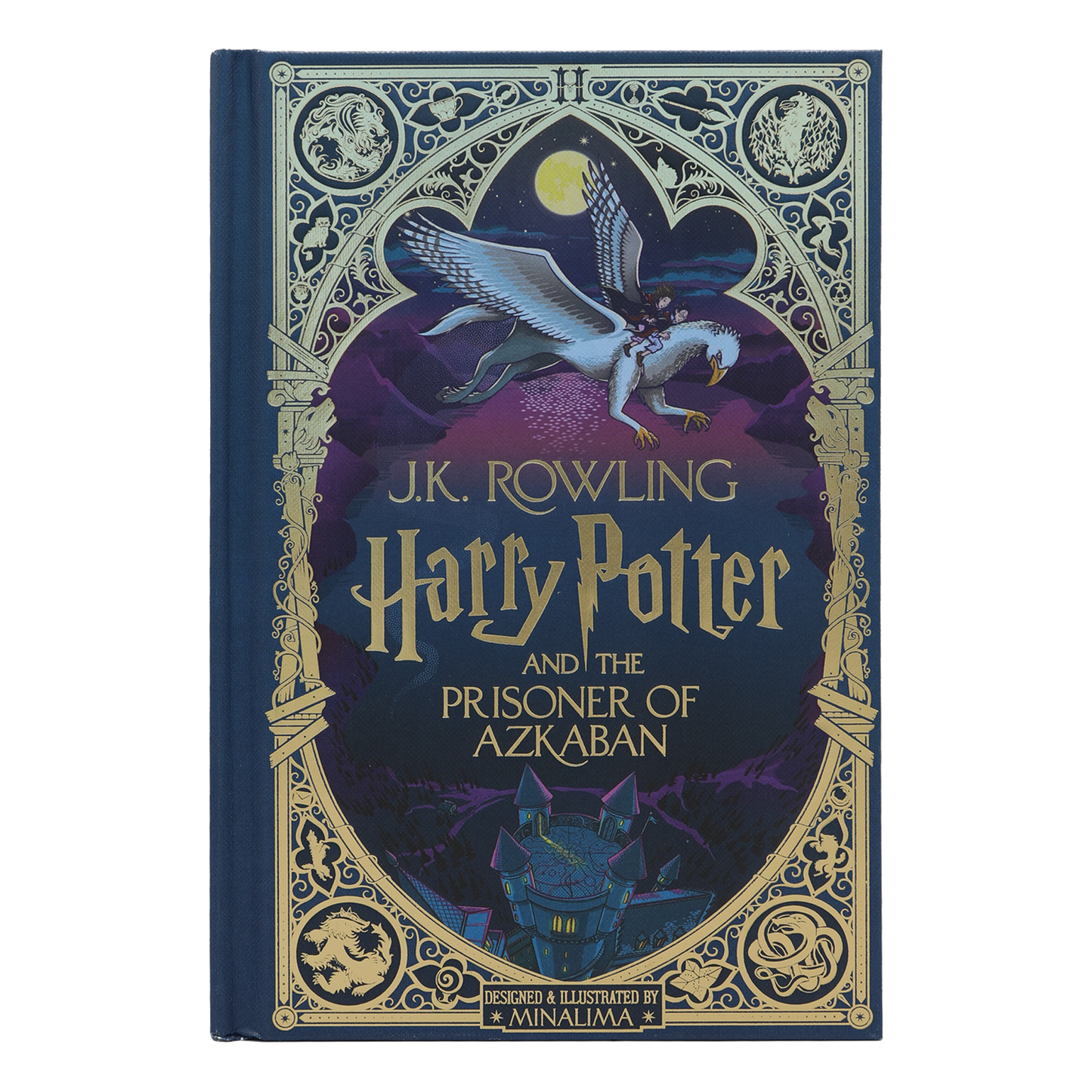 Book cover of 'Harry Potter and the Prisoner of Azkaban' by J.K. Rowling with decorative elements.