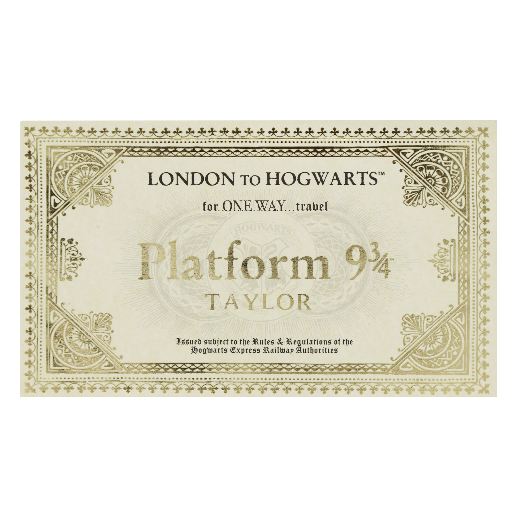 Personalised Hogwarts Express Ticket