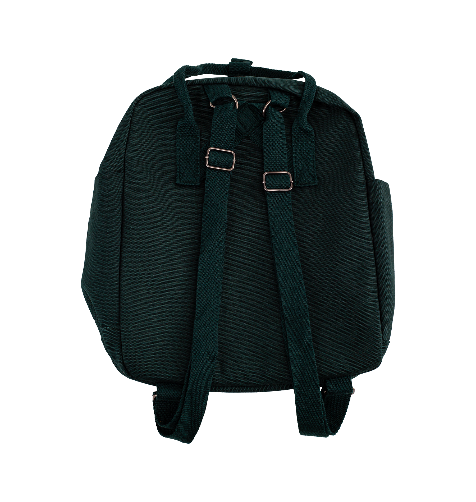 Dark green backpack on a white background