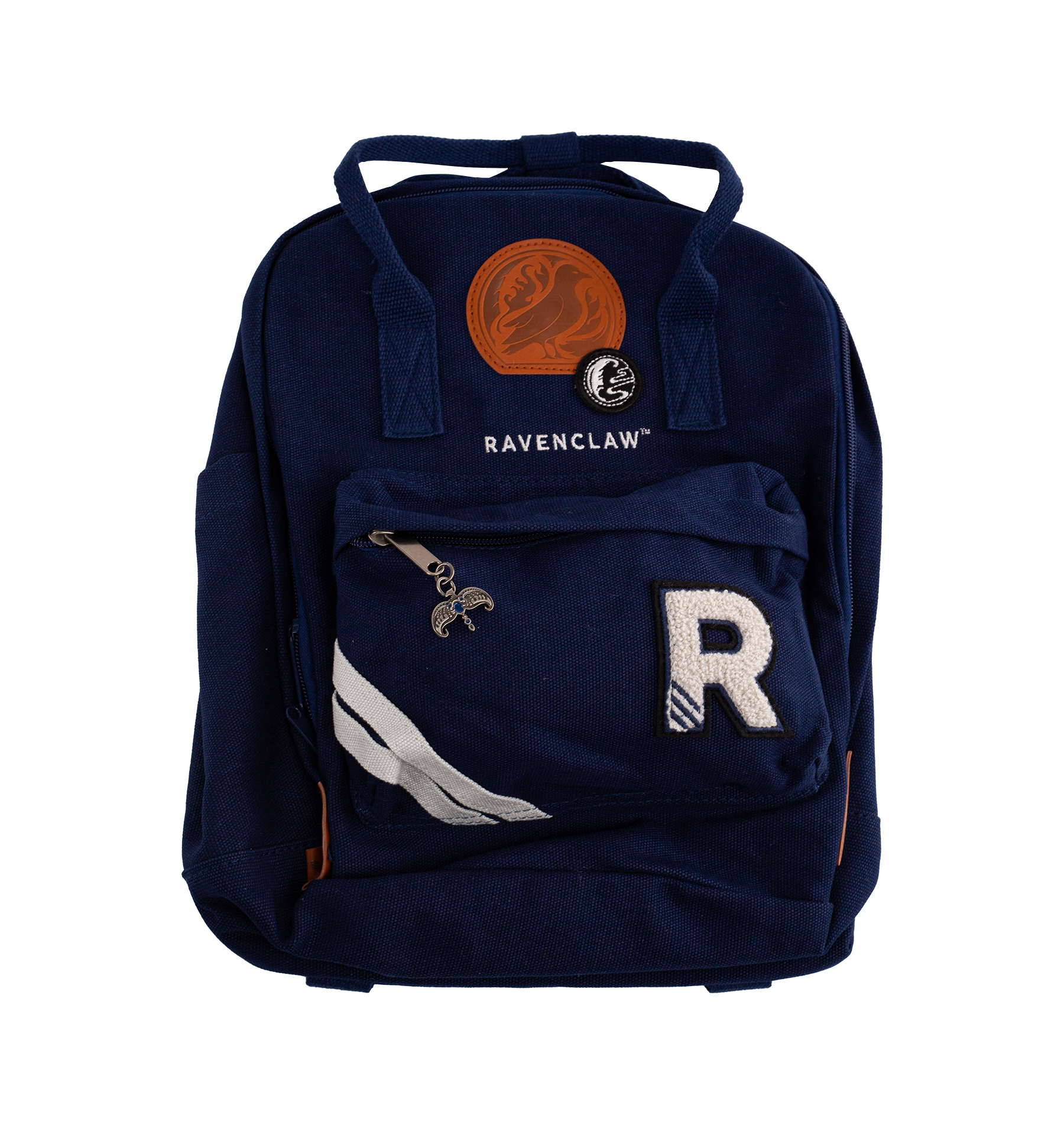 Navy blue backpack with 'Ravenclaw' emblem on a white background