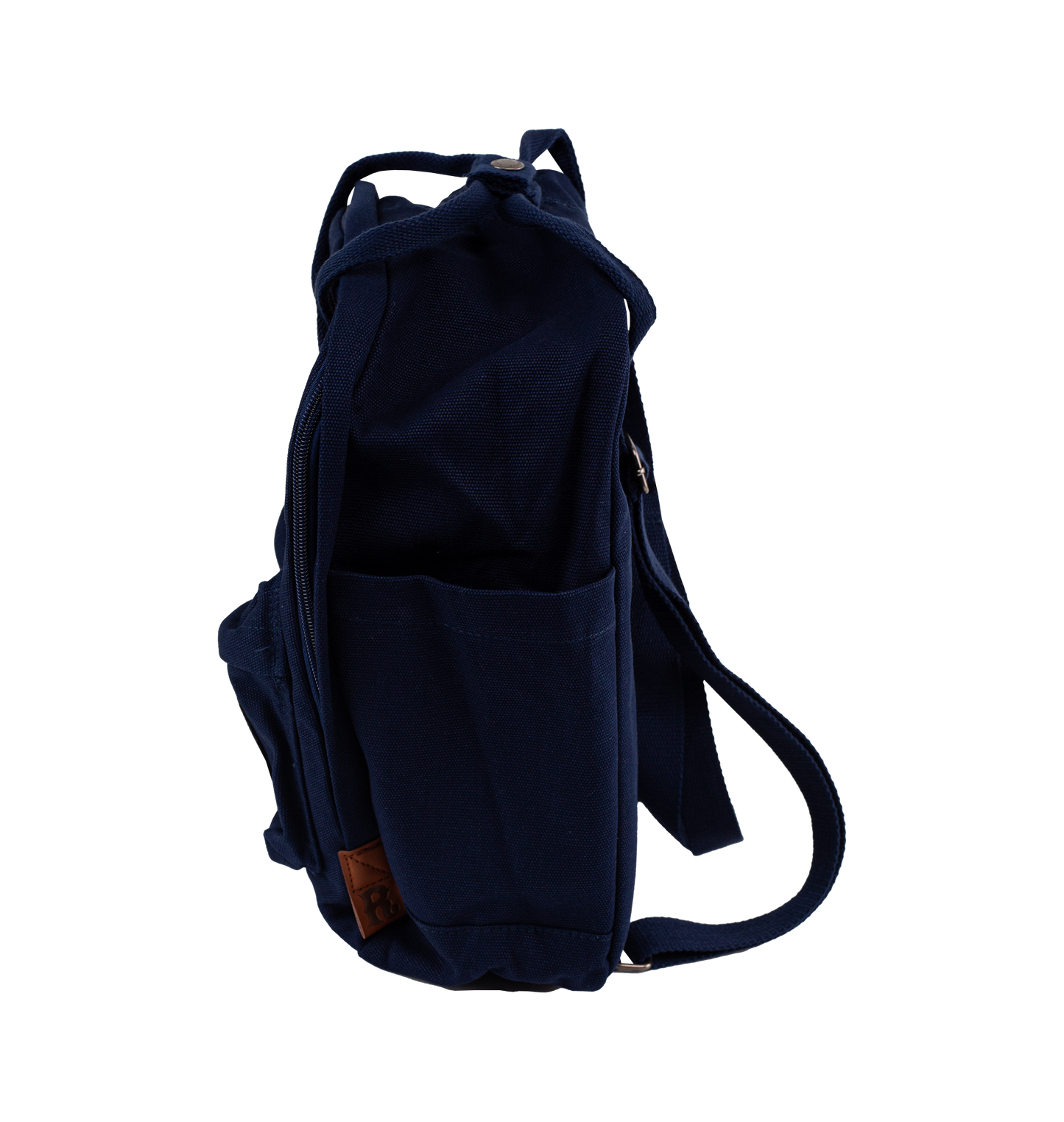 Navy blue backpack on a white background