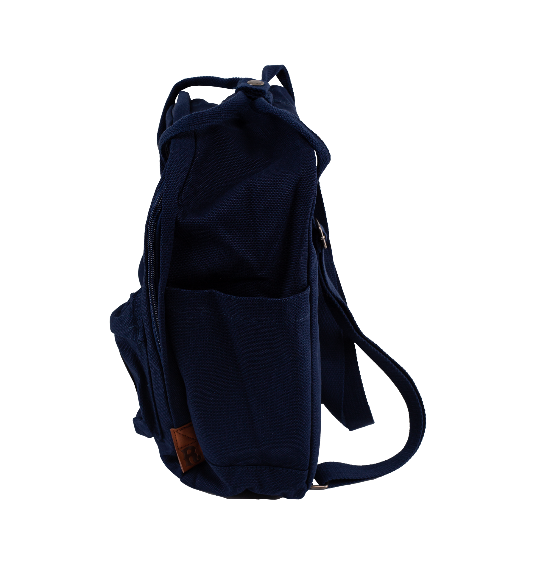 Navy blue backpack on a white background