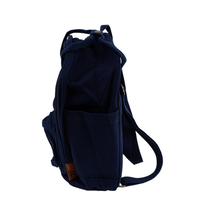 Navy blue backpack on a white background