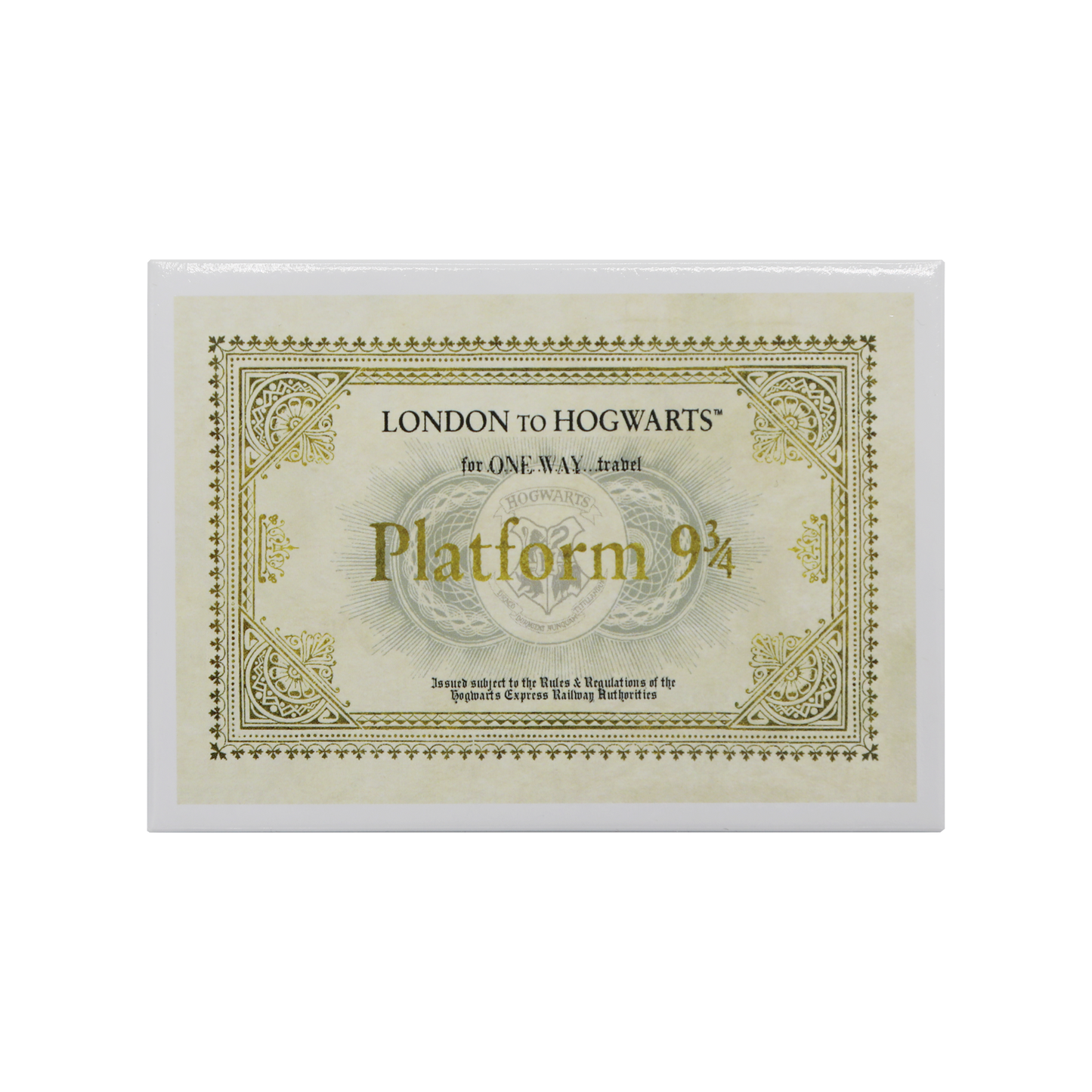 Hogwarts Ticket-style magnet with 'London to Hogwarts' text