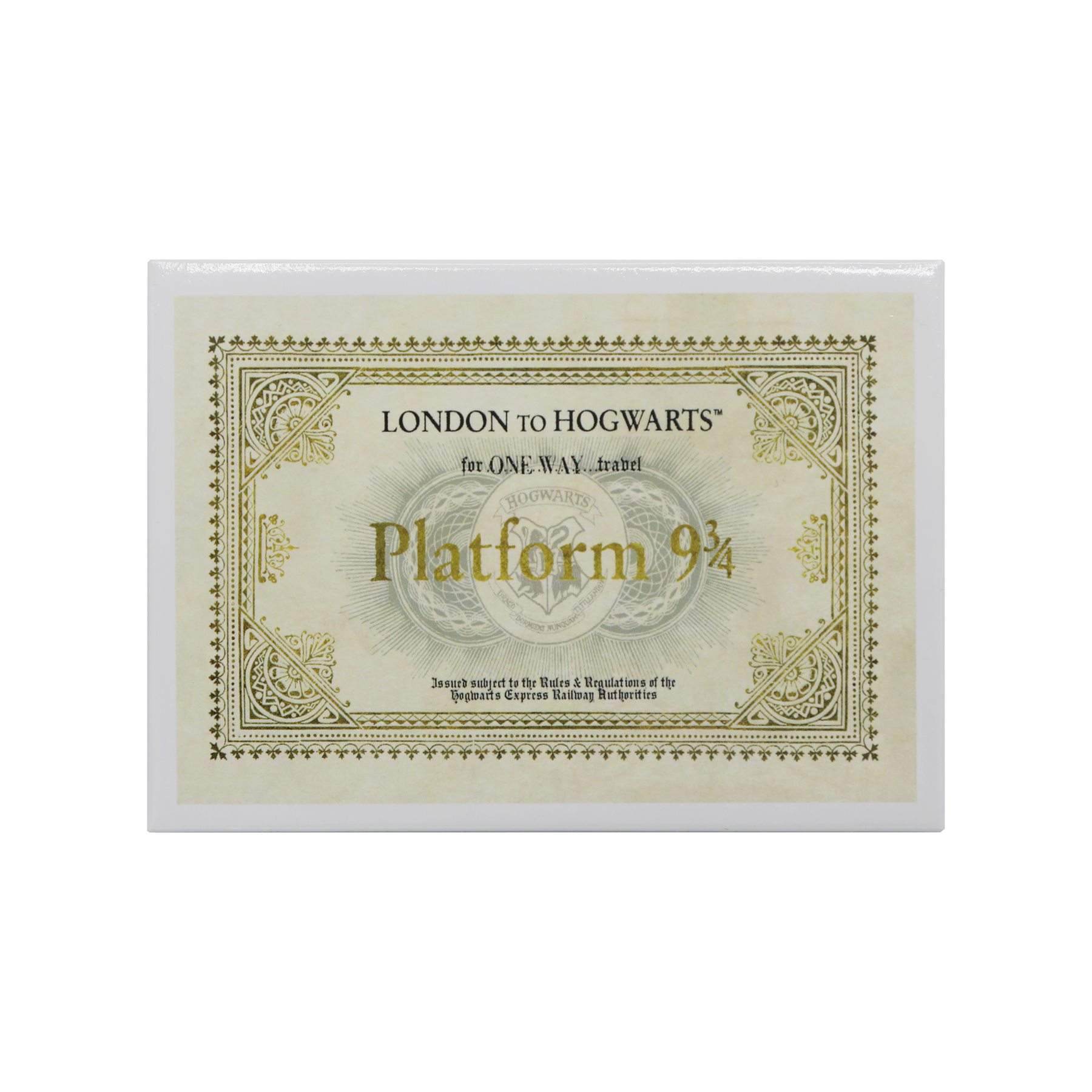 Hogwarts Ticket-style magnet with 'London to Hogwarts' text