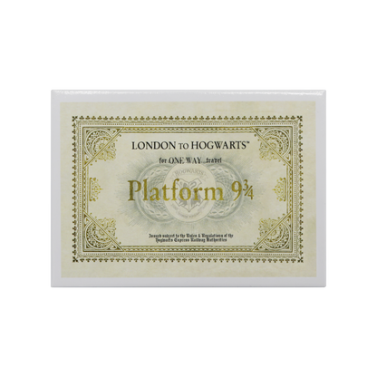 Hogwarts Ticket-style magnet with 'London to Hogwarts' text
