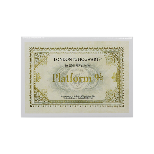 Hogwarts Ticket-style magnet with 'London to Hogwarts' text