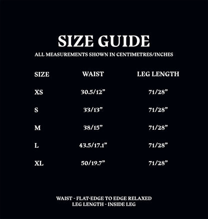 Loungewear Bottom Size Guide