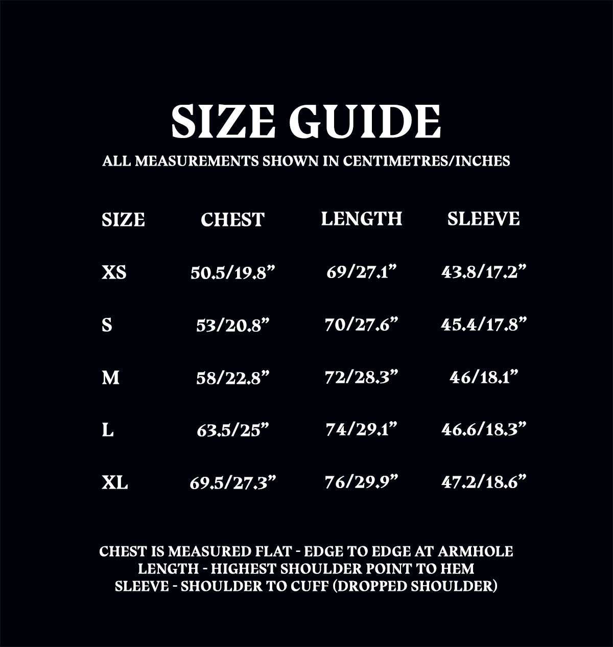 Loungewear Top Size Guide