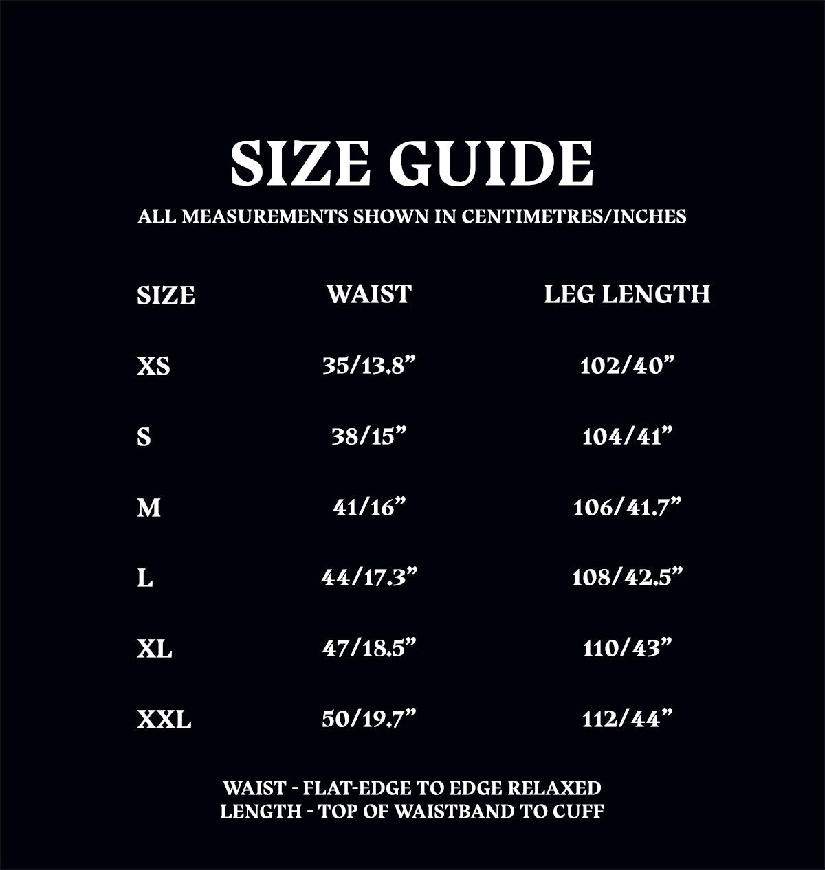 Harry PJ Bottom Size Guide