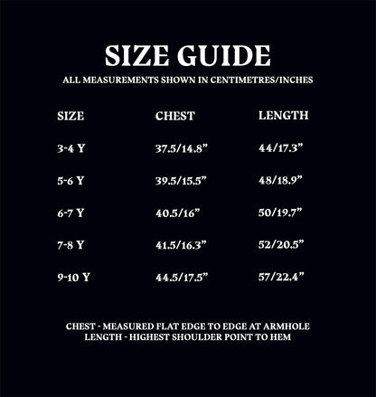 Kids Sweatshirt Size Guide