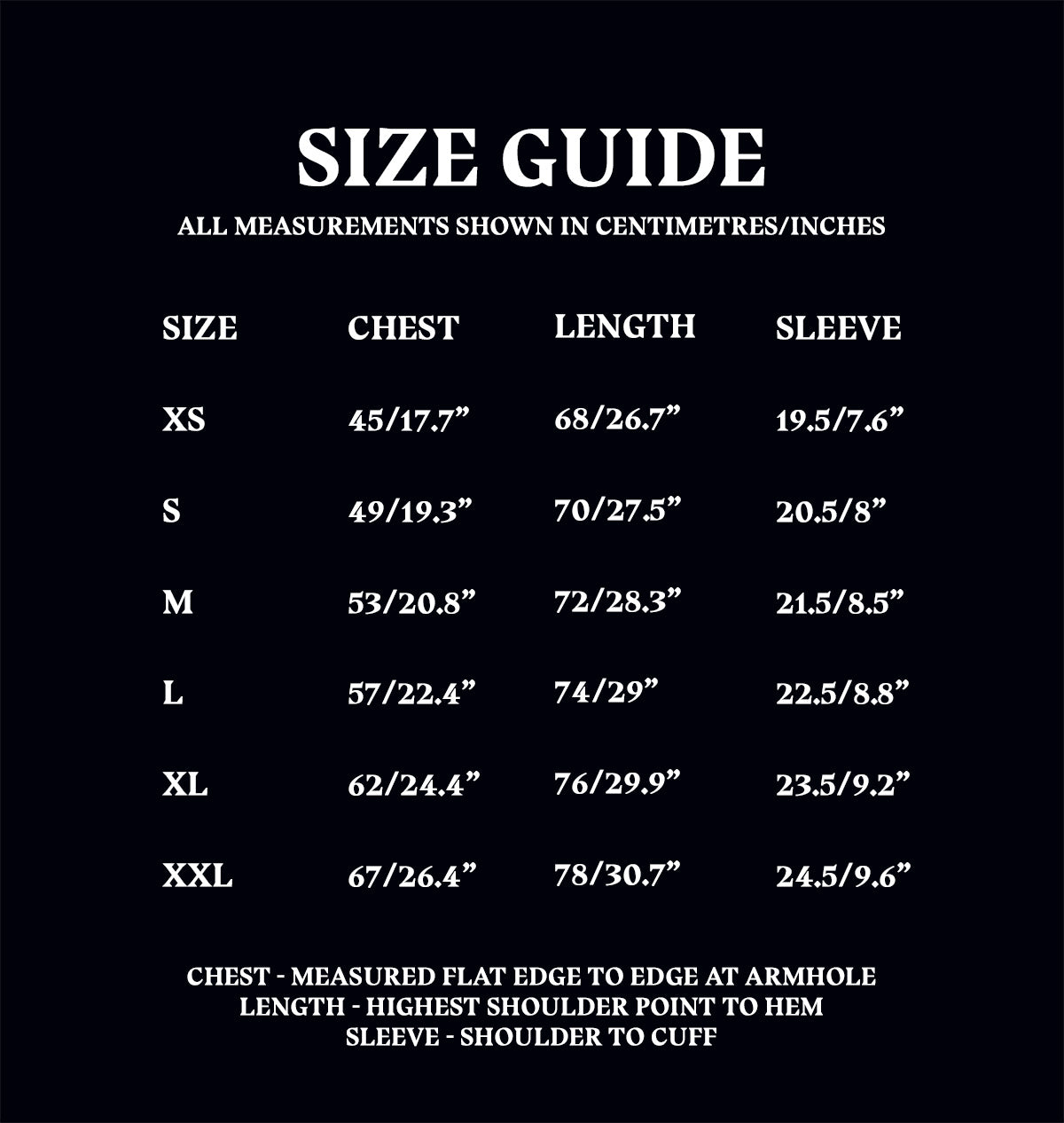 T-Shirt Size Guide