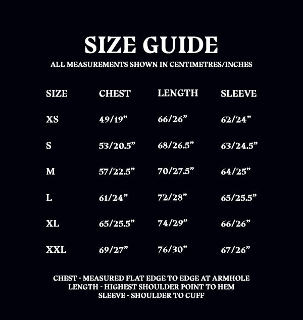 Sweatshirt Size Guide