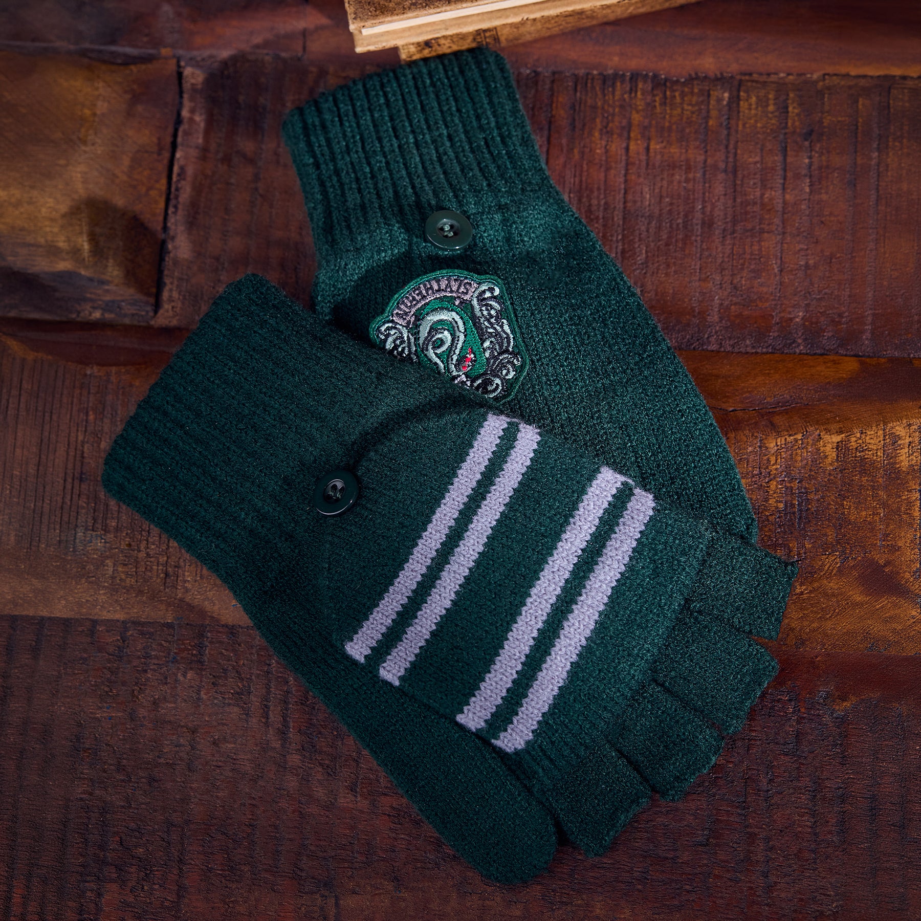 Slytherin Knitted Mitten Capped Gloves